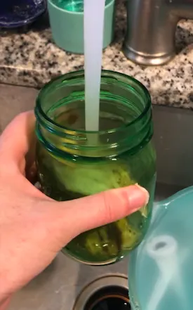 filling jar with water
