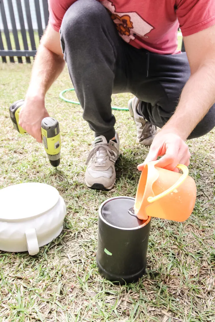 pouring water on the bottom of a pot