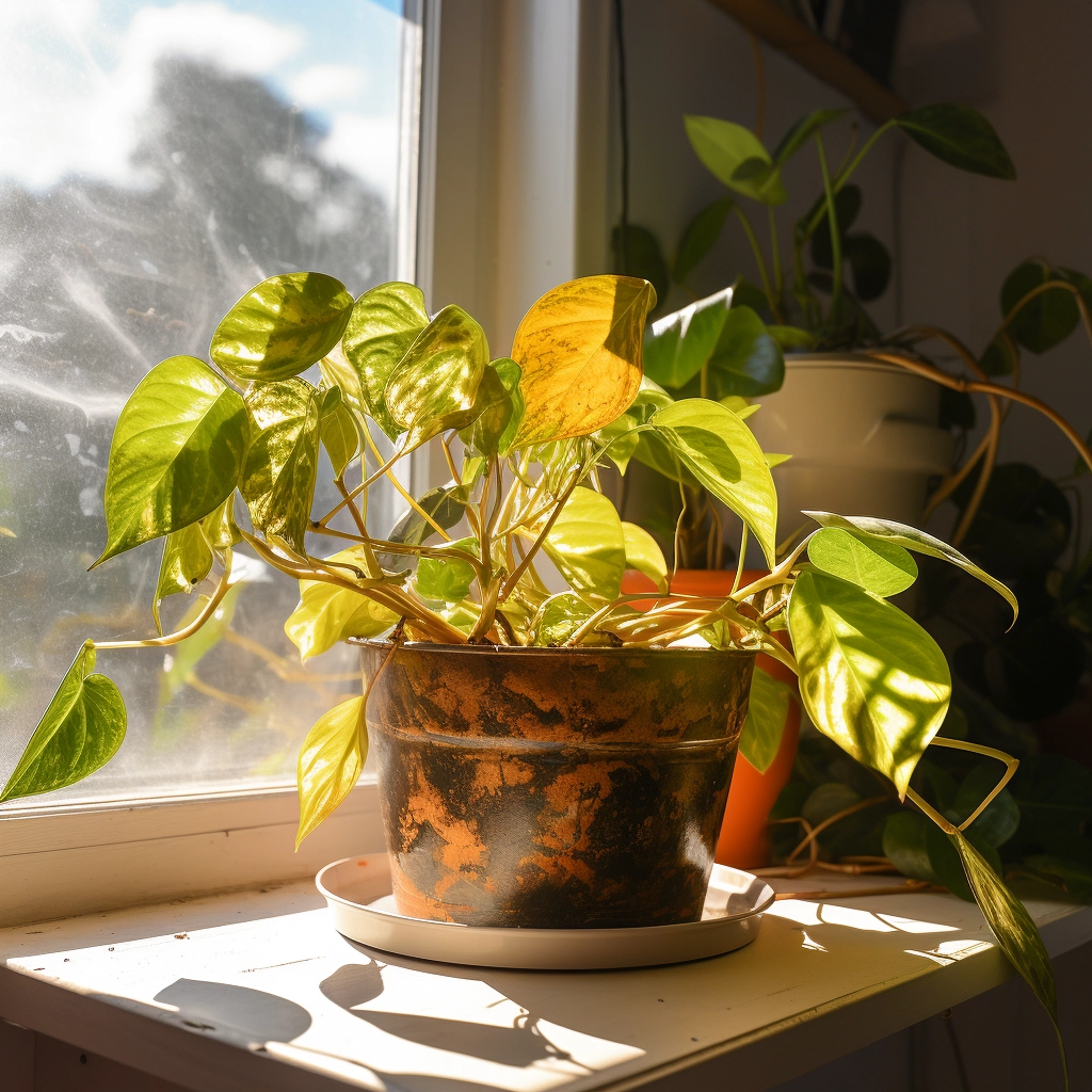 neon pothos with yellow leaves