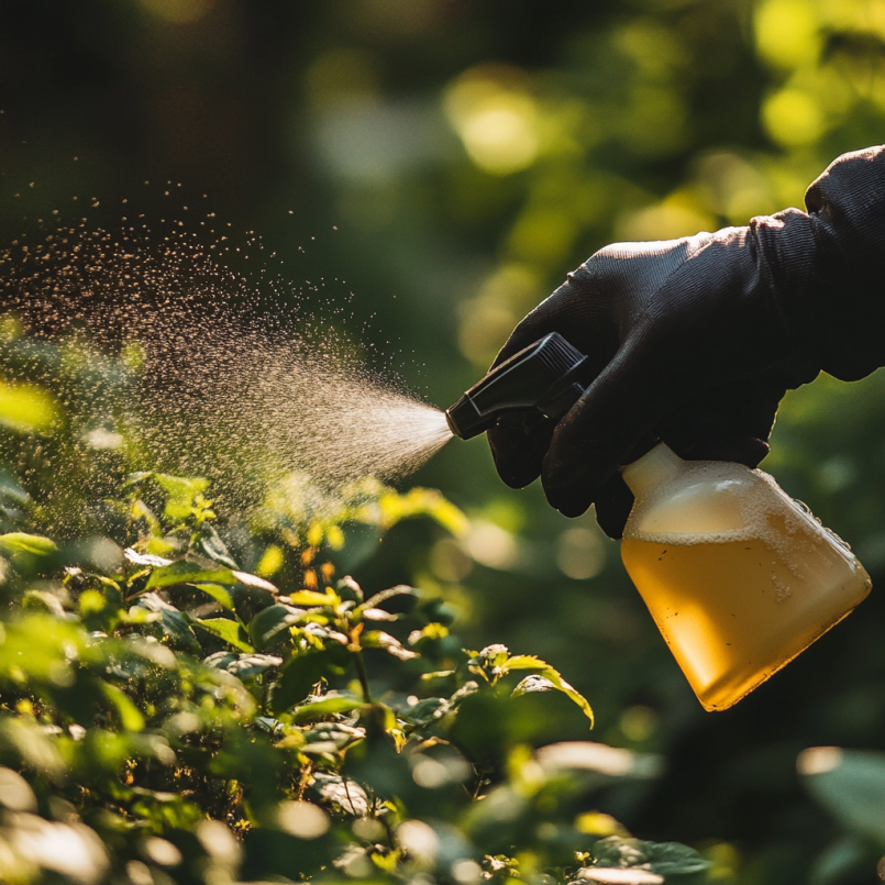 spraying vinegar on plants